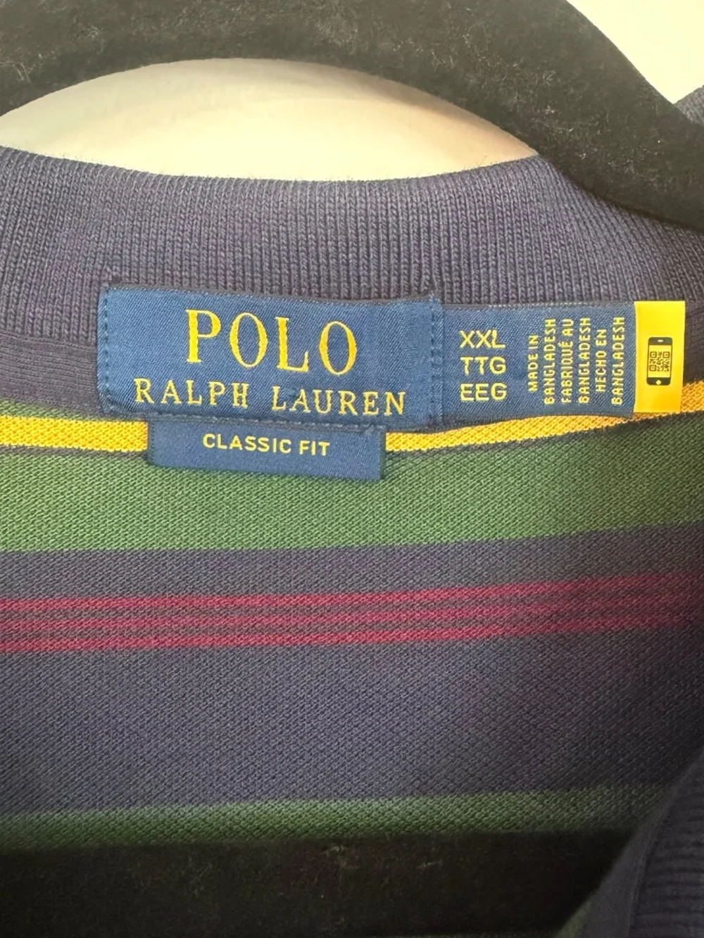 Polo Ralph Lauren Classic Fit Men’s Navy Striped Short Sleeve Polo Sz XXL GUC